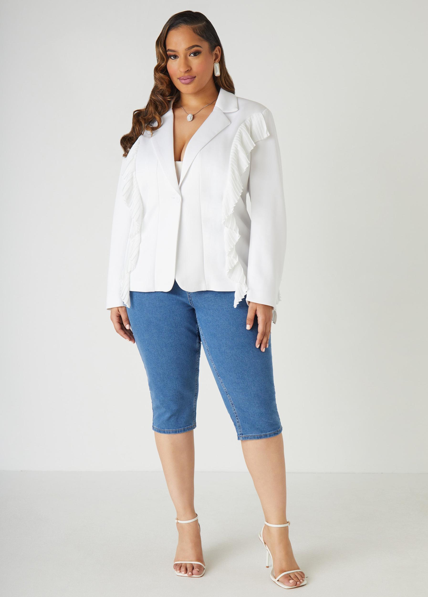 Plus Size Ruffle Trimmed Blazer Ashley Stewart Product Image