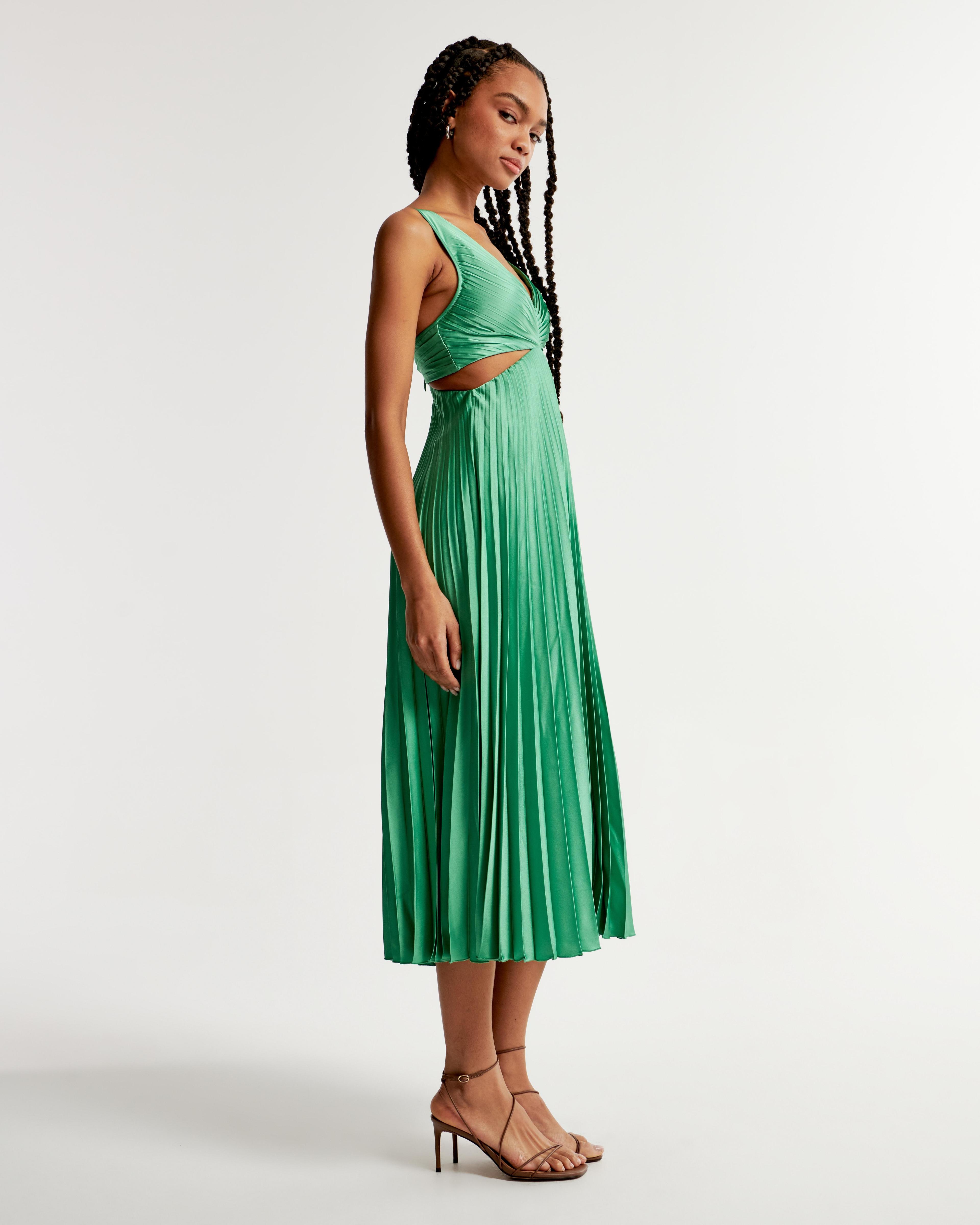 The A&F Giselle Pleated Cutout Maxi Dress Product Image