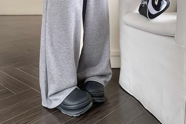 Drawstring Waist Plain Wide Leg Sweatpants Product Image