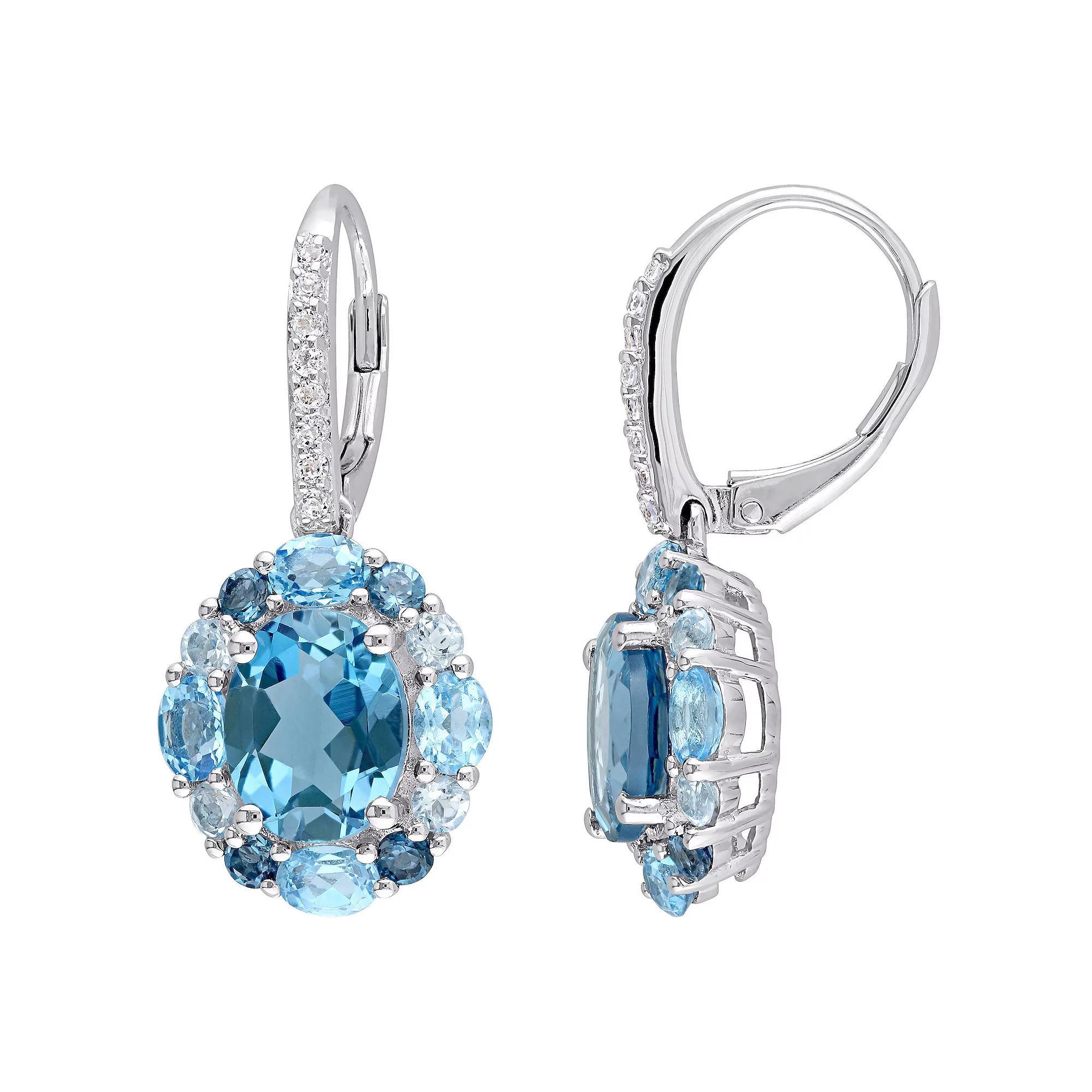 Stella Grace Sterling Silver London, Swiss, Sky Blue & White Topaz Drop Earrings, Women's Product Image