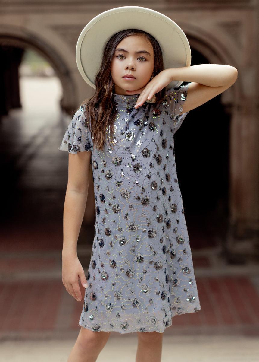 Ansel Dress in Blue Smoke Girls Product Image