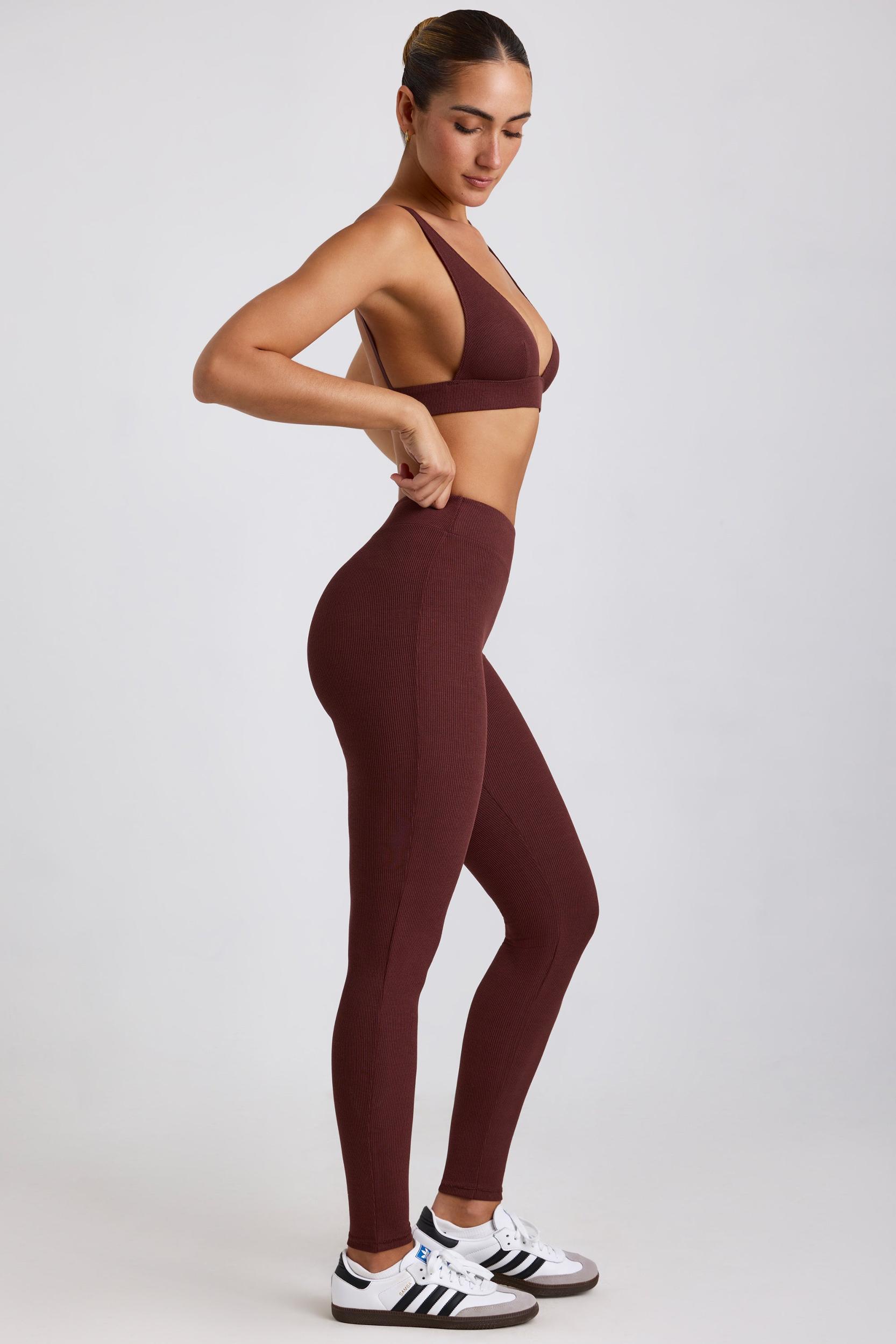Ribbed Modal High Waist Leggings in Espresso Product Image