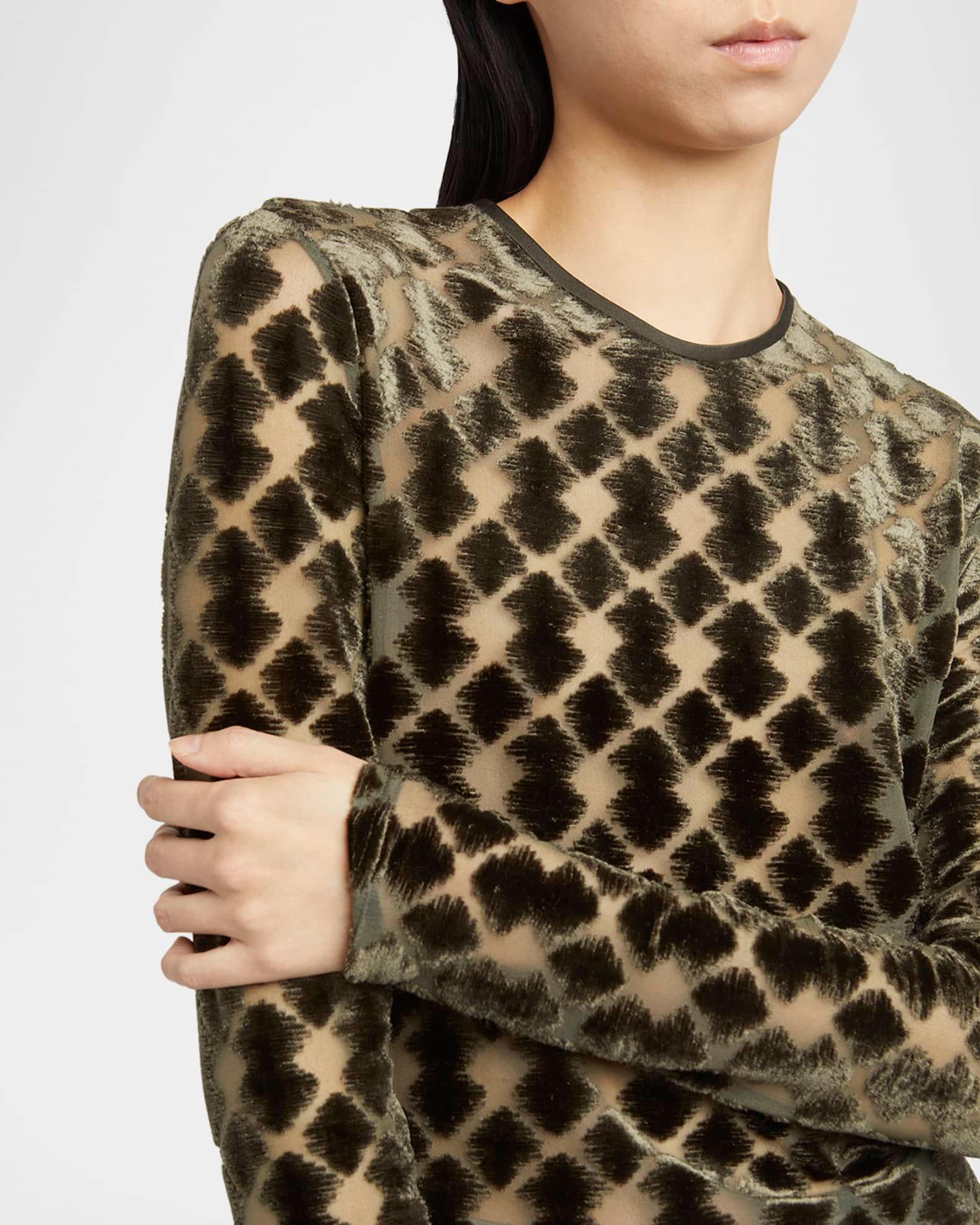 Velvet Jersey Jacquard Long-Sleeve Top Product Image