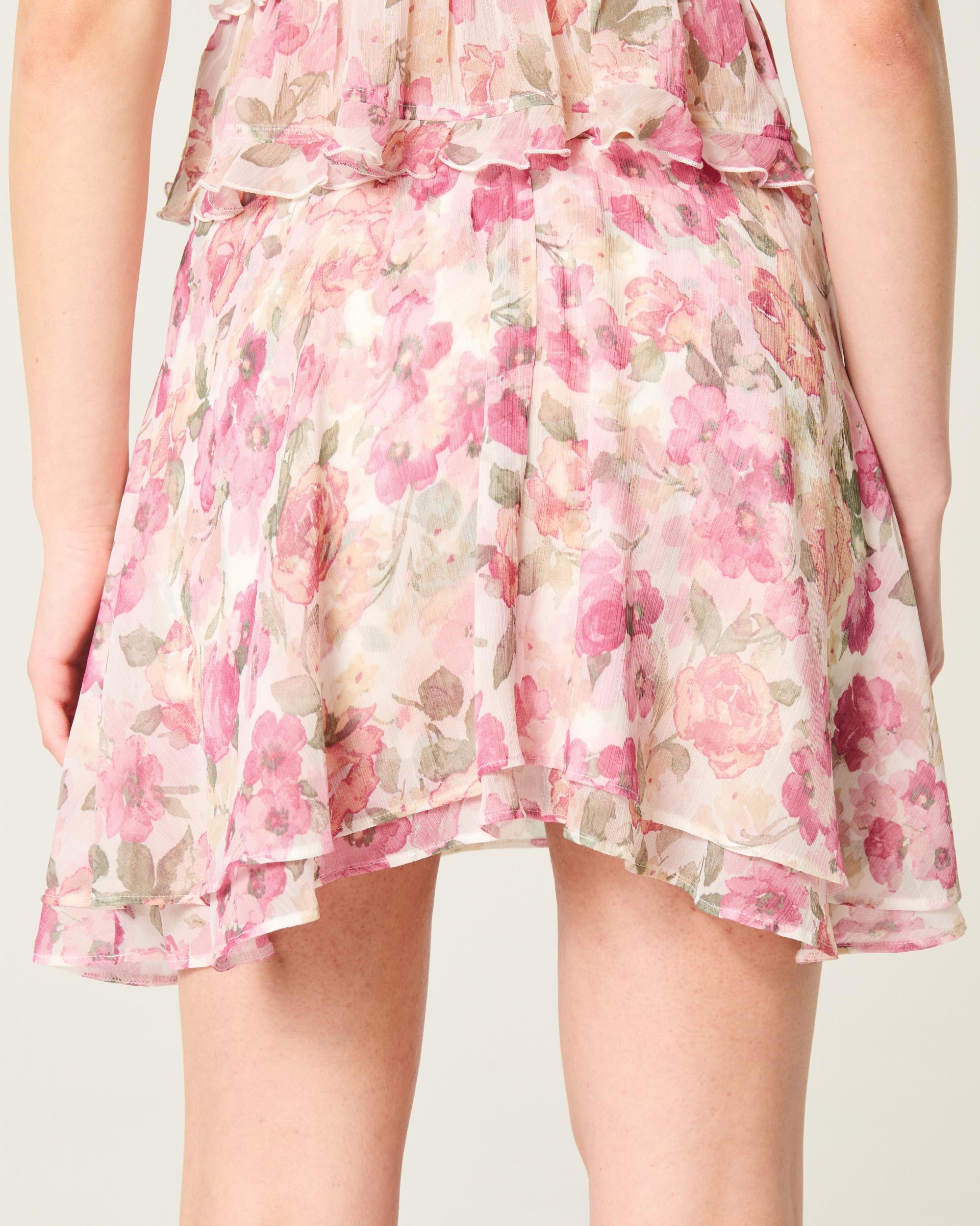 Chiffon Asymmetrical Hem Mini Skirt Product Image