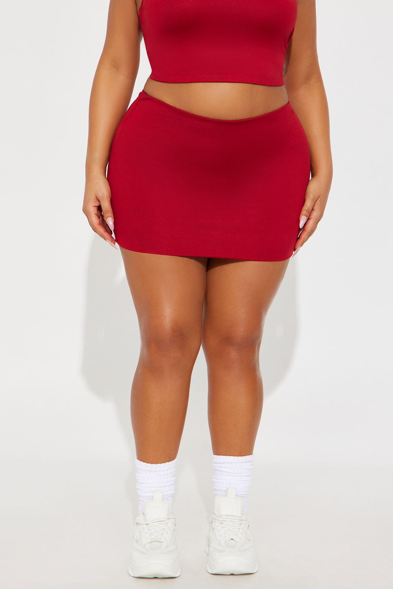 Contour Double Lined Mini Skirt - Red Female Product Image