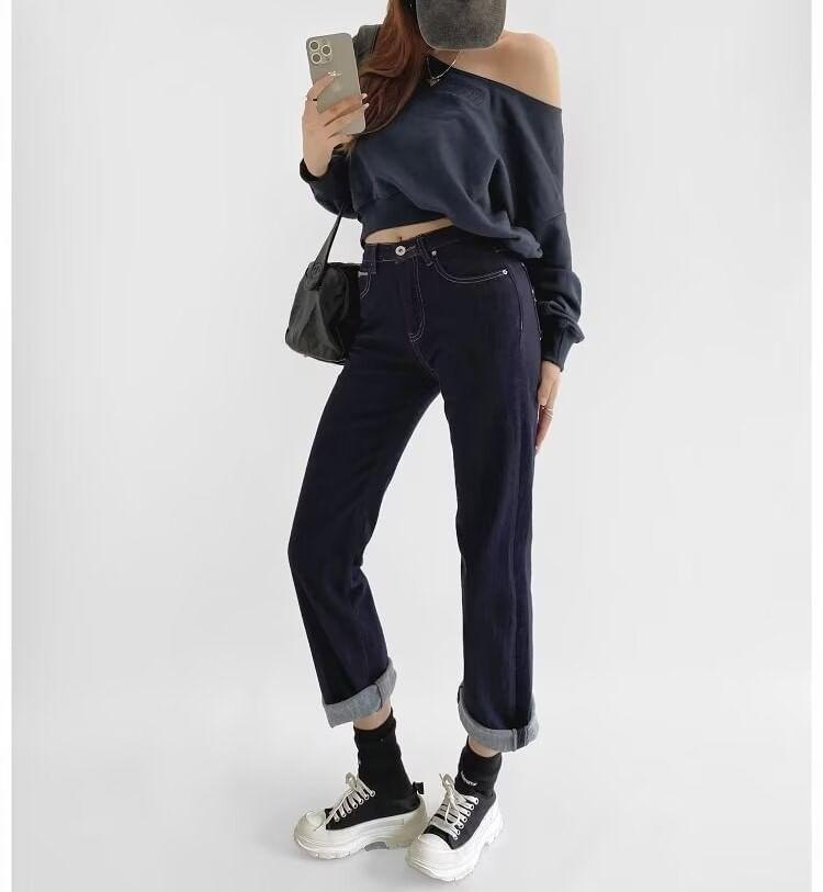 High Rise Straight Leg Jeans Product Image