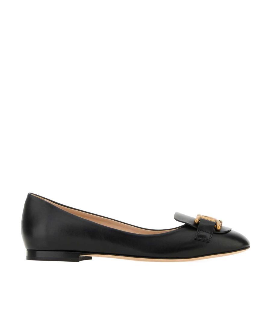 TOD'S Leather Chain Ballerina Flats In Black Product Image