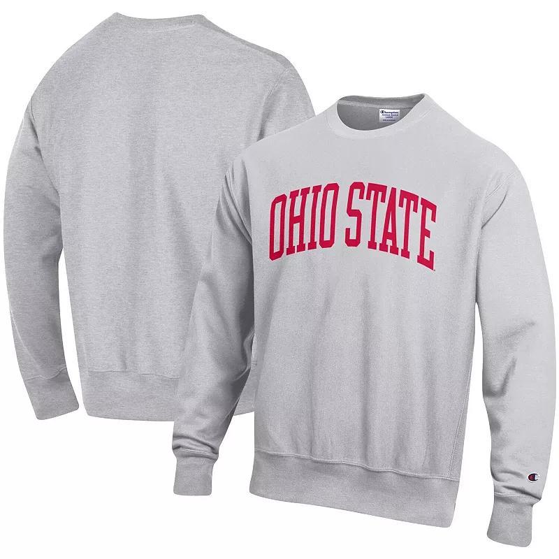 Mens Champion Heathered Gray Ohio State Buckeyes Arch Reverse Weave Pullover Sweatshirt Product Image