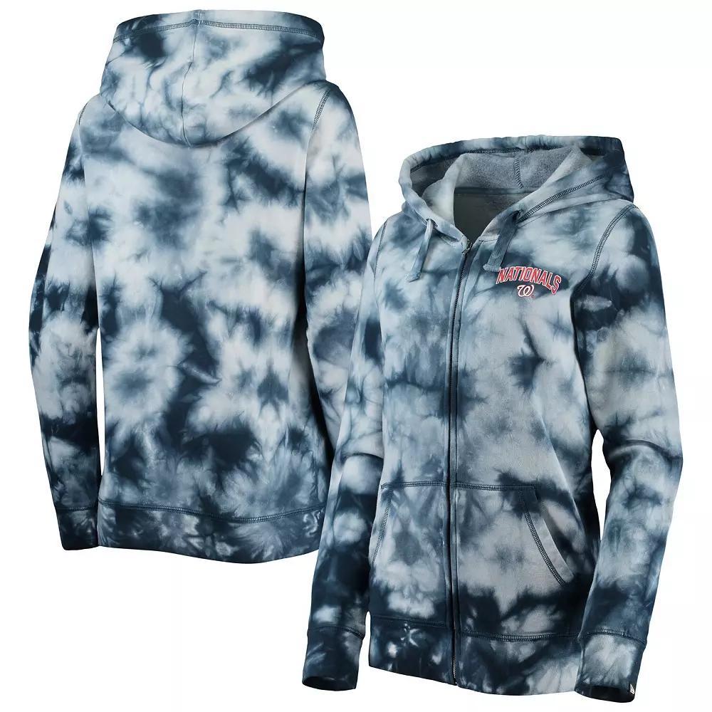 Women's New Era Navy Washington Nationals Tie-Dye Full-Zip Hoodie, Size: Medium, Blue Product Image