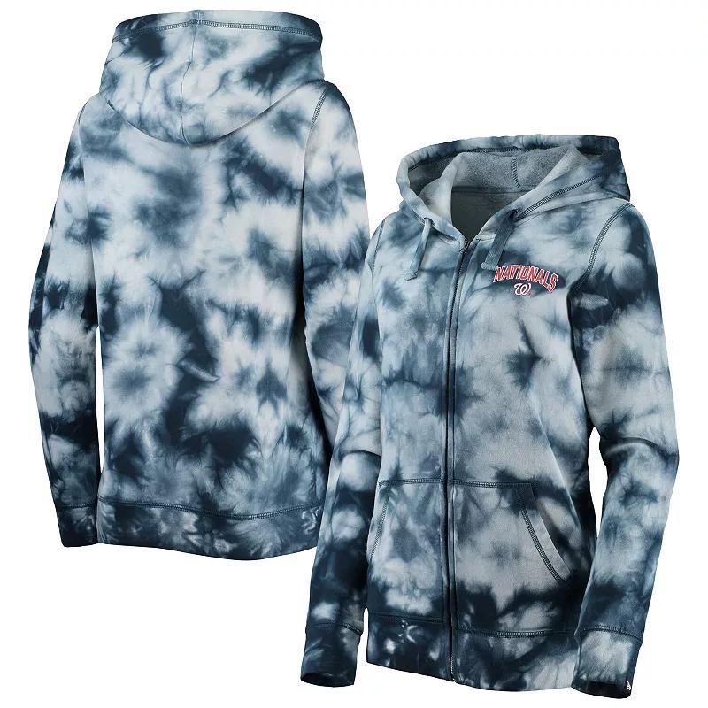 Women's New Era Navy Washington Nationals Tie-Dye Full-Zip Hoodie, Size: Medium, Blue Product Image