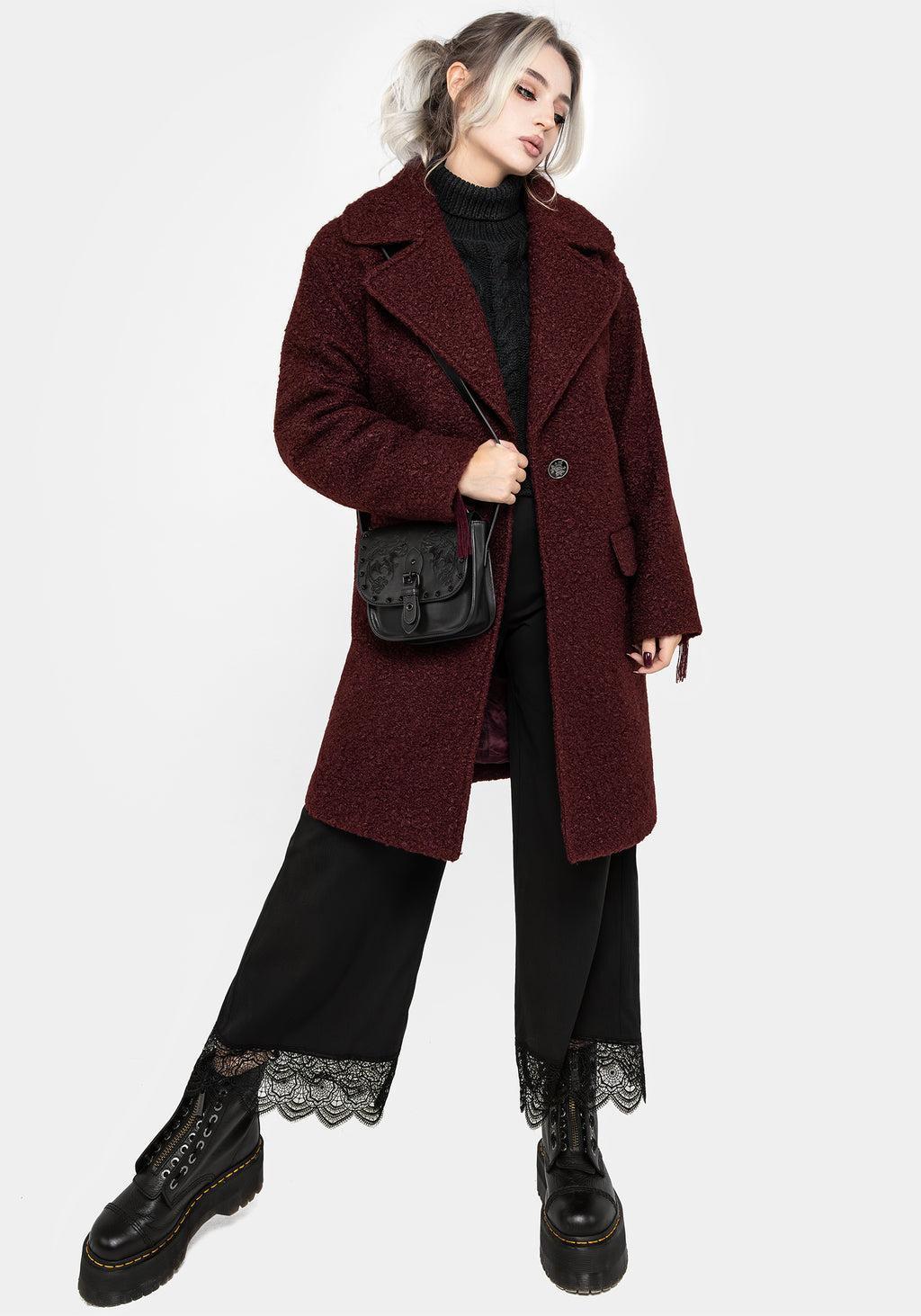 Gorgon Bouclé Oversized Coat - Red Product Image