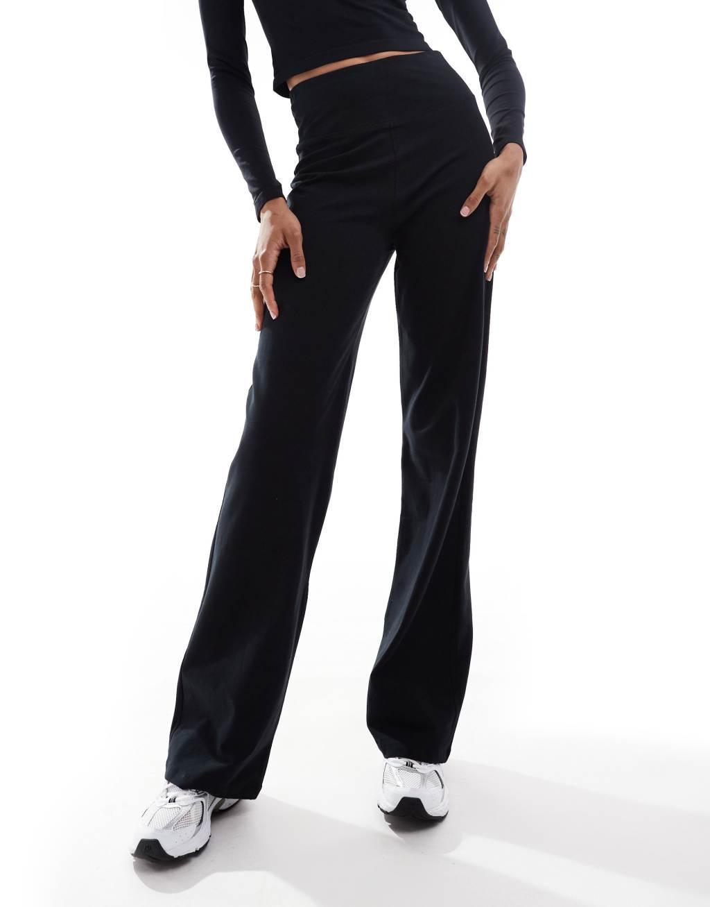 4505 Tall Icon studio soft touch wide leg dance pants in black  Product Image