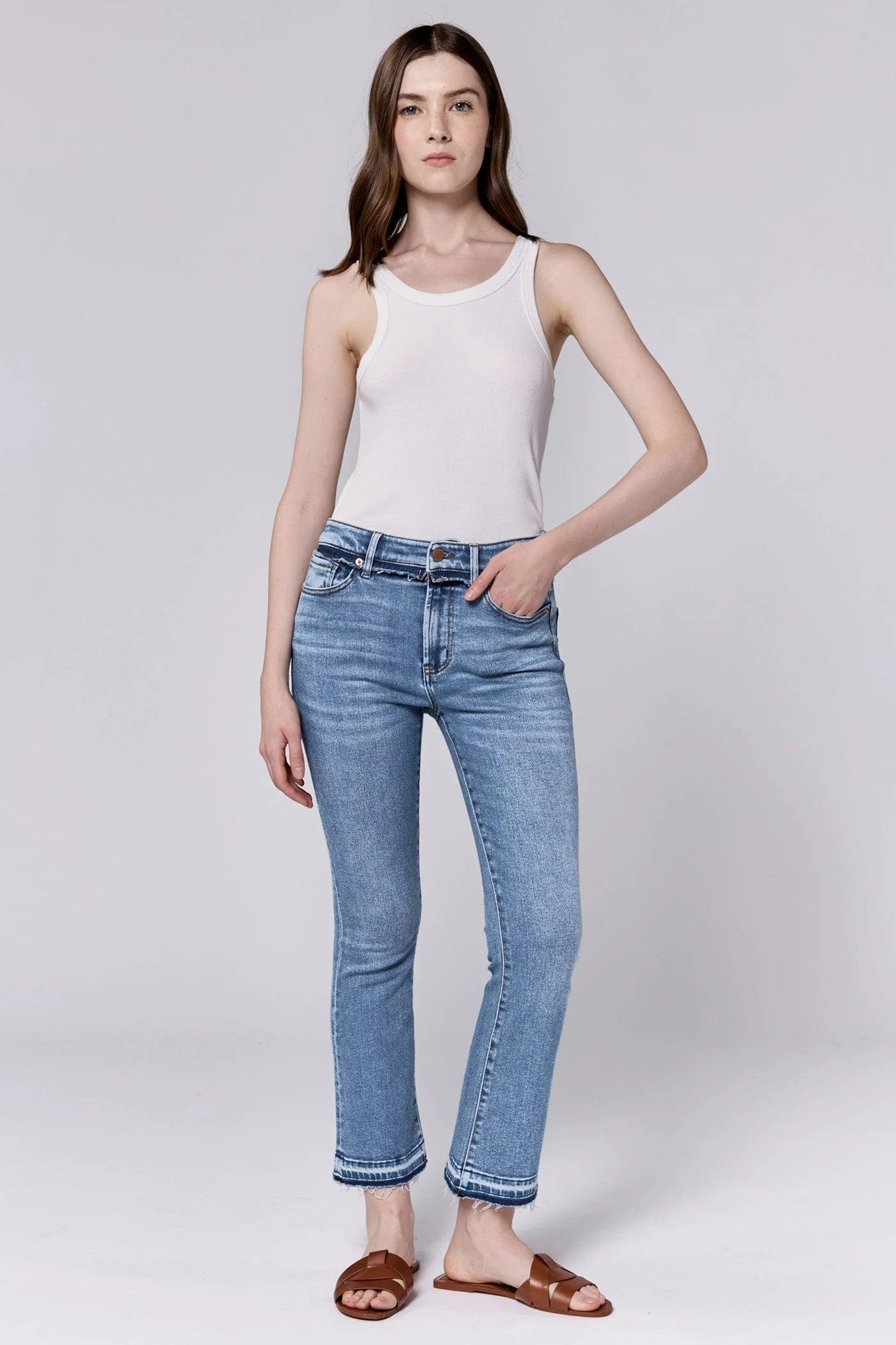 Jeanne Midrise Cropped Flare Clean Hem Jean Product Image