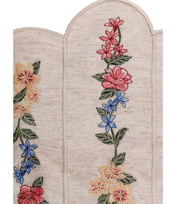 Agua Bendita Serenity Blush Floral Embroidered Halter Neck Scallop Crop Top Product Image