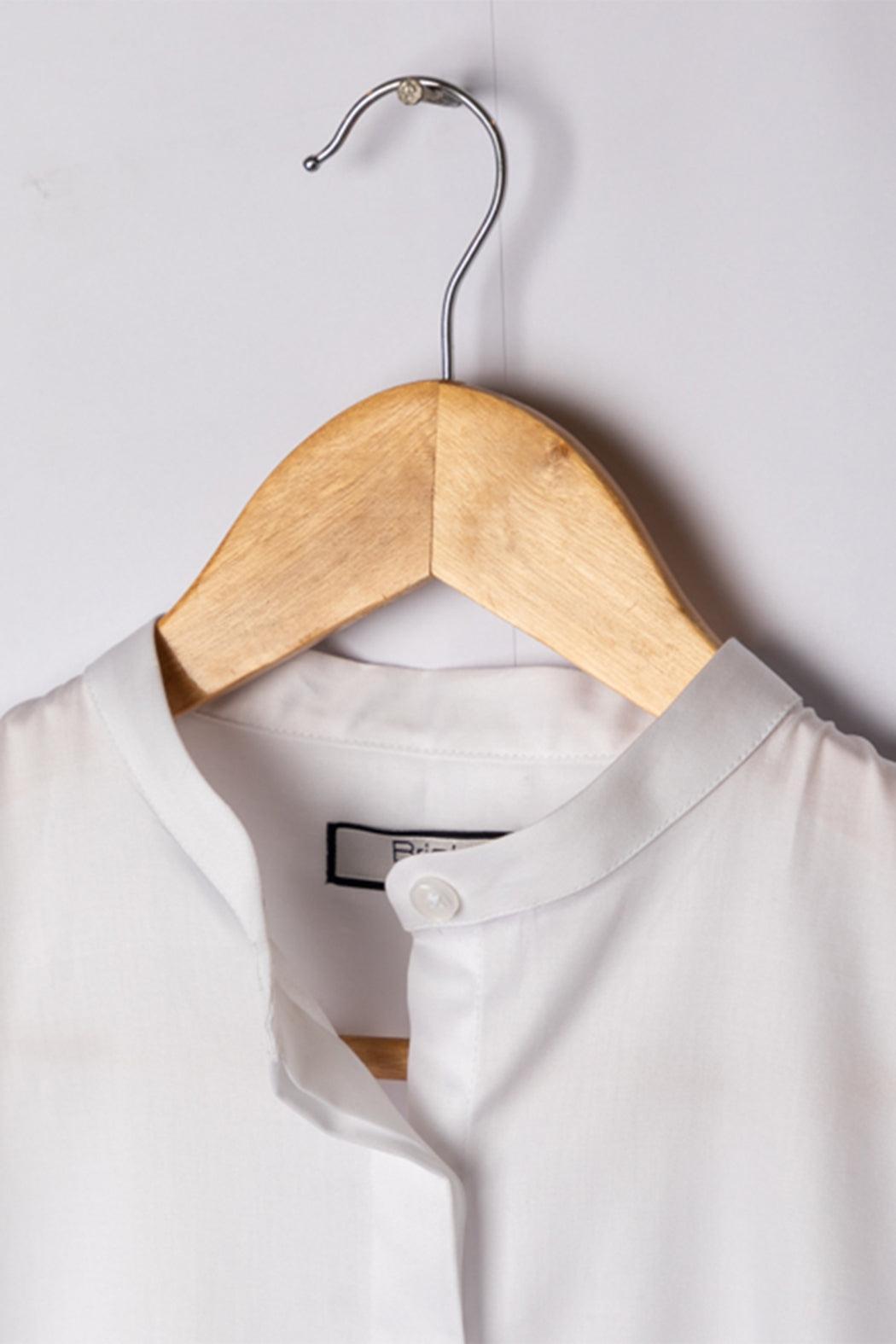 WHITE RELAXED SHIRT WITH BALLOON SLEEVES Product Image