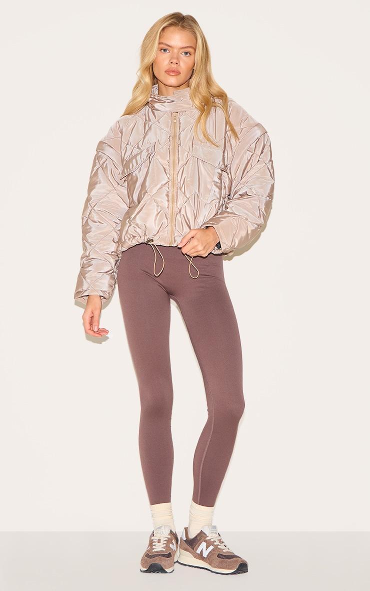 Taupe Cropped Quilted Jacket Product Image