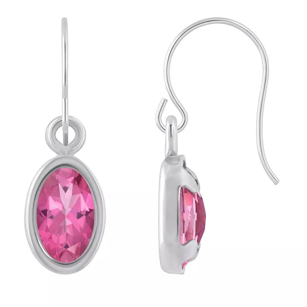 Celebration Gems Sterling Silver Oval Gemstone Drop Earrings, Women's, Pink Topaz Product Image
