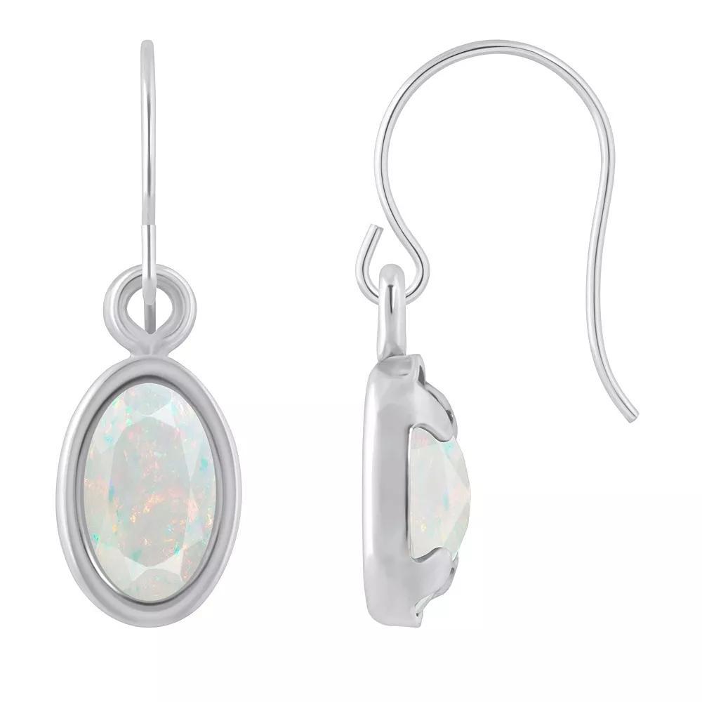 Celebration Gems Sterling Silver Oval Gemstone Drop Earrings, Women's, Created White Product Image