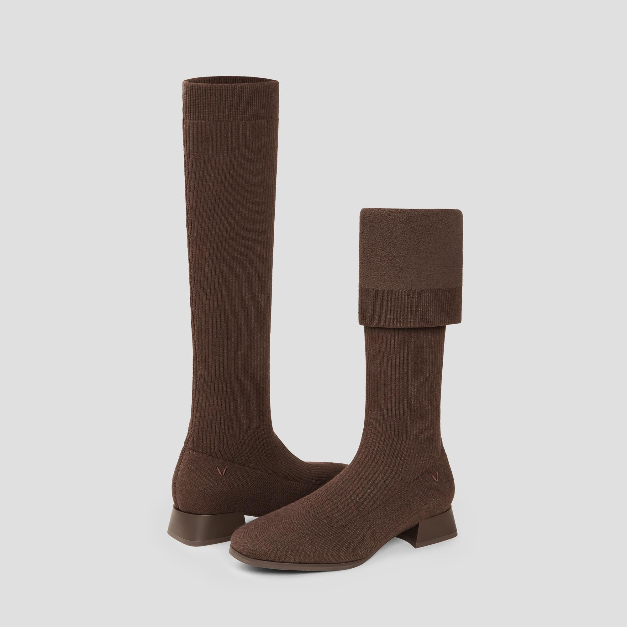 Square-Toe Water Repellent Wool Knee-High Boots (Tara Pro) Product Image