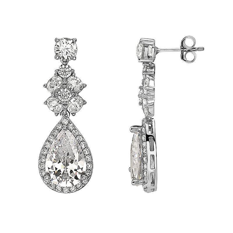 Sterling Silver Cubic Zirconia Drop Earrings, Women's Product Image