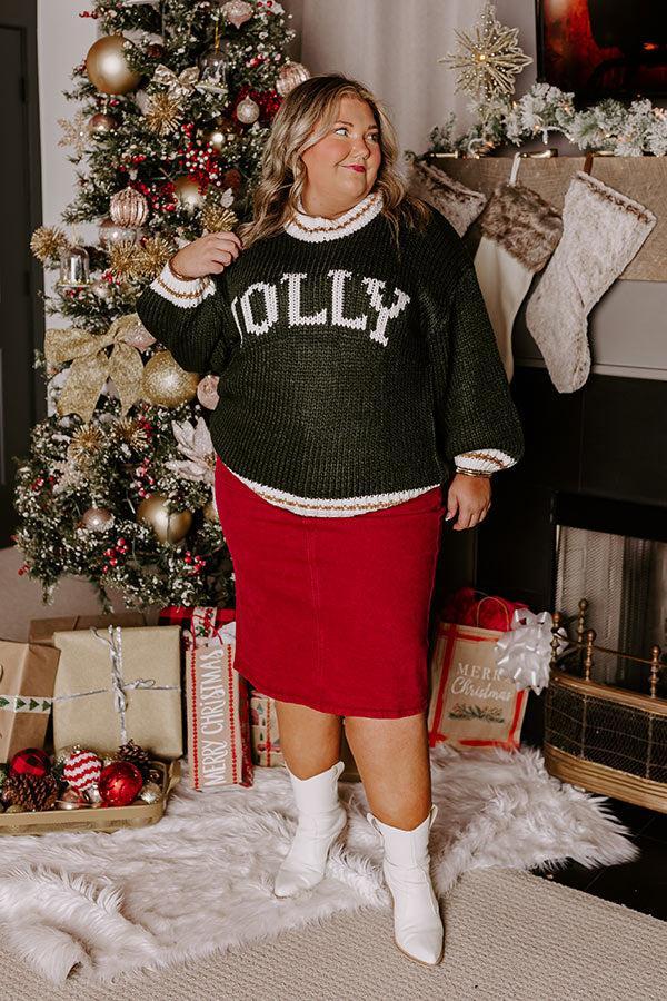 Holiday Vibes Knit Sweater in Jolly Hunter Green Curves Product Image