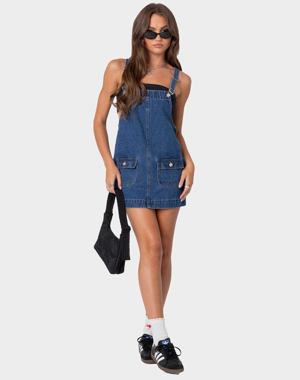 EDIKTED Overall Denim Mini Dress Product Image