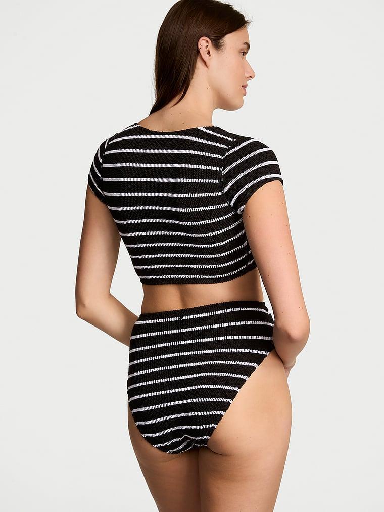 Crinkle Short-Sleeve Bikini Top Product Image