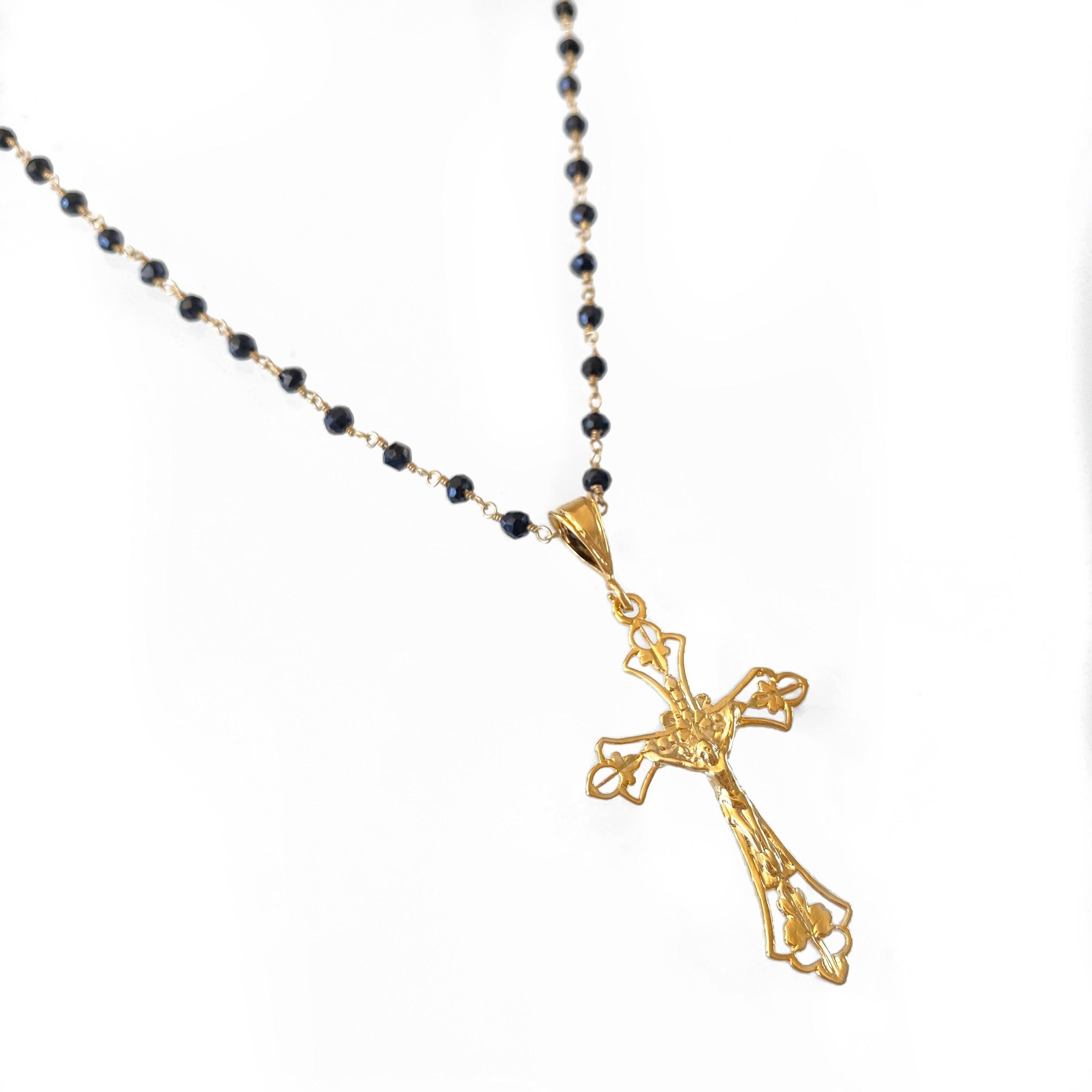 Black Onyx Cross Necklace Product Image