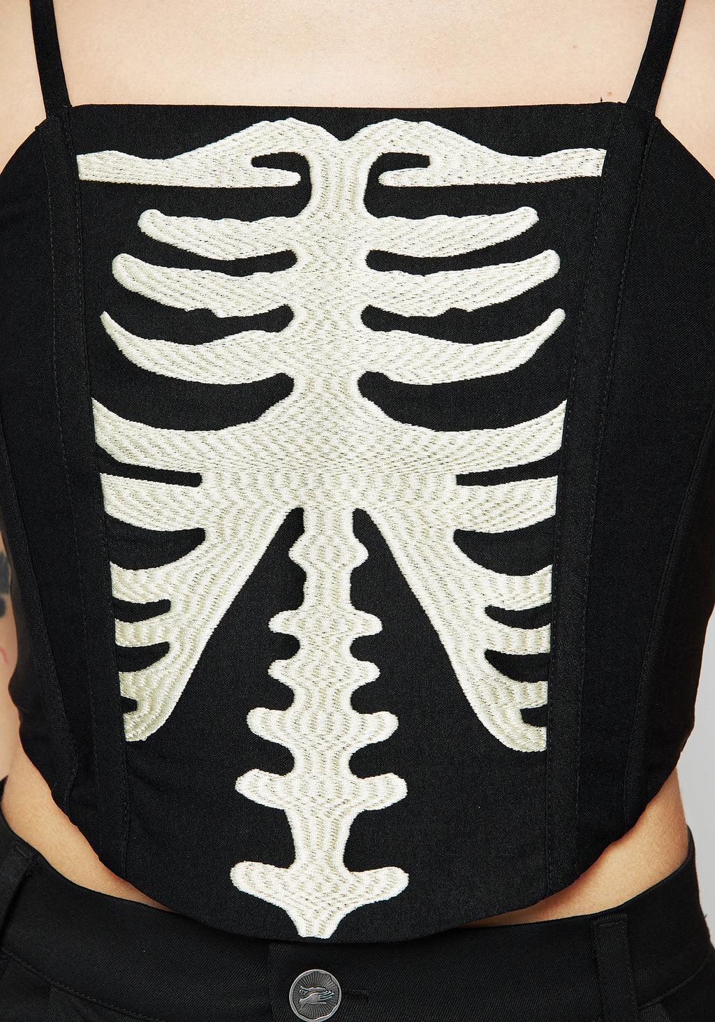 Ribcage Embroidered Corset Top Product Image