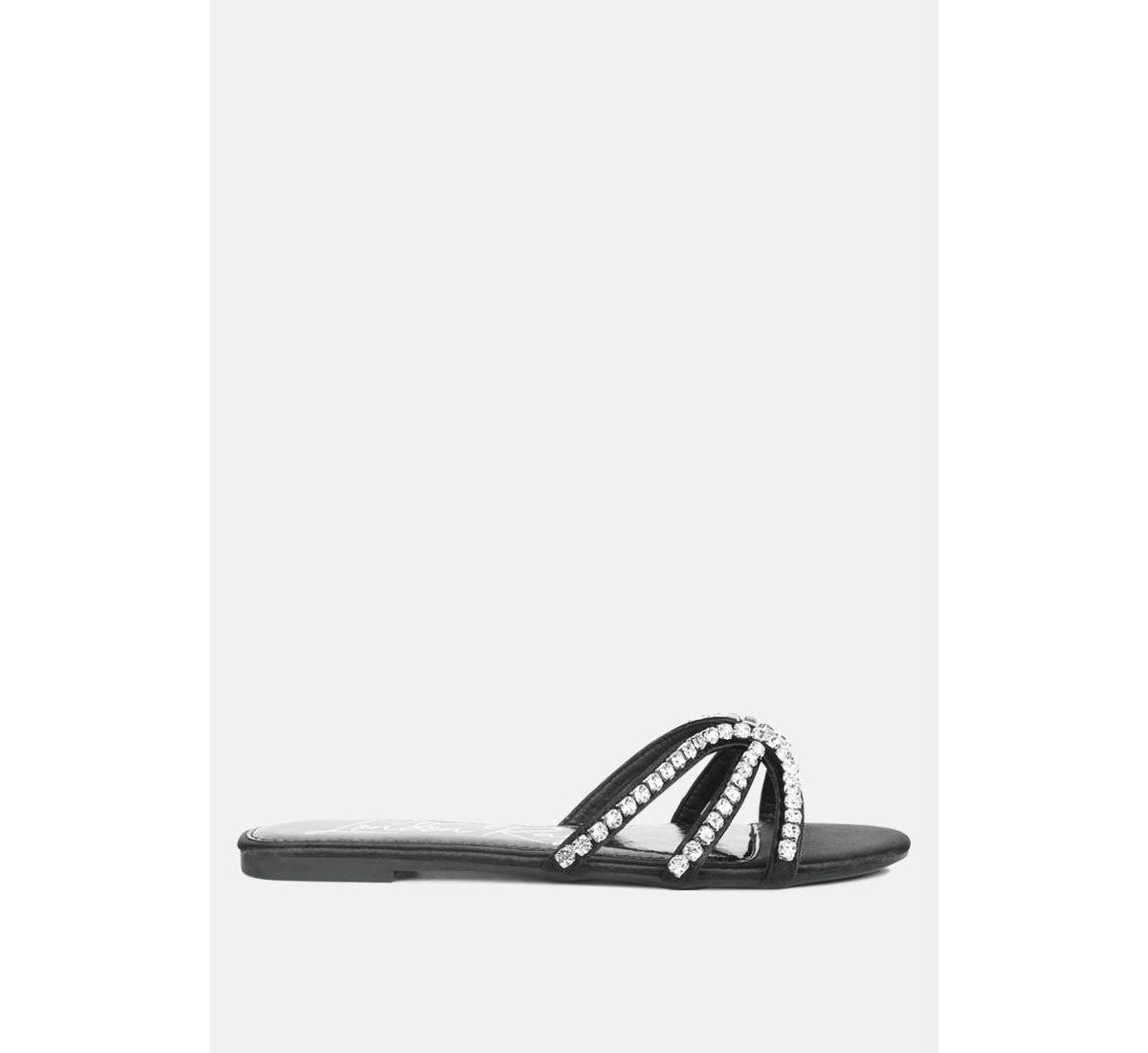 London Rag Mezzie Dimante Strap Womens Flat Sandals Product Image