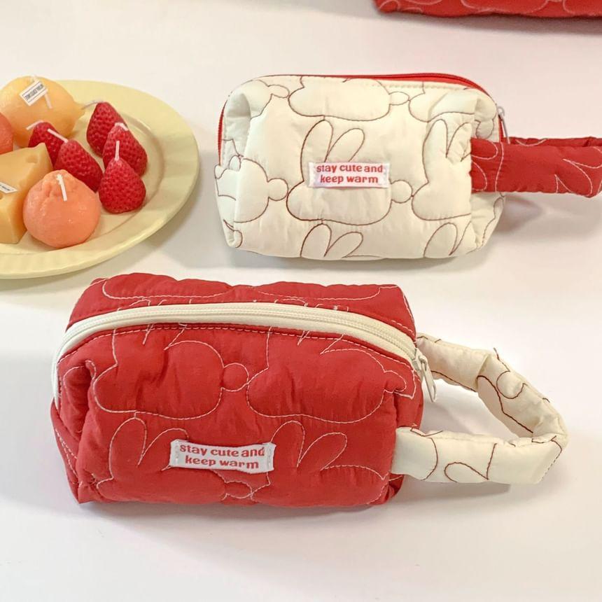 Rabbit Stitching Fabric Makeup Bag / Clutch / Pencil Case Product Image