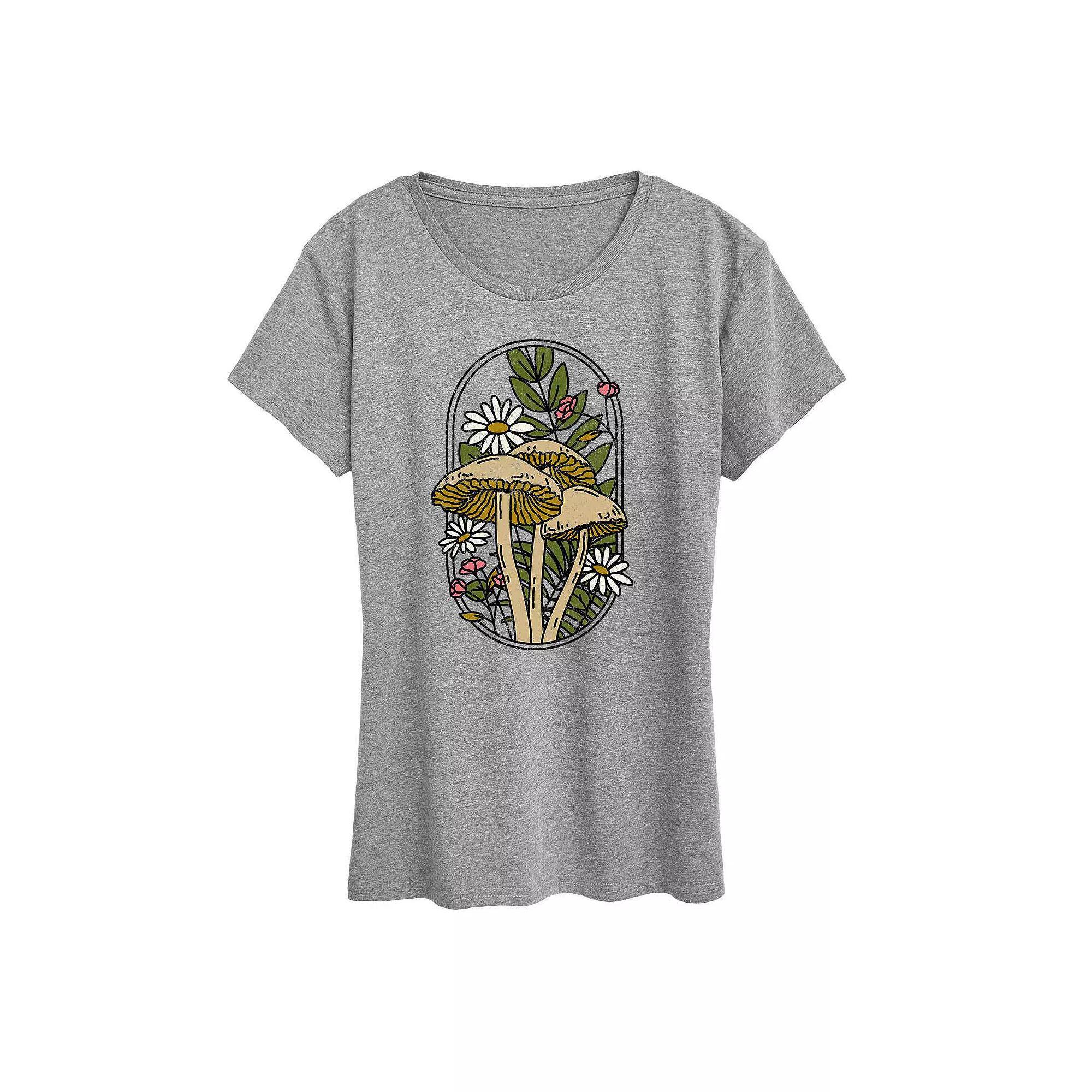 Women's Mushrooms And Flowers Graphic Tee, Girl's,  Product Image
