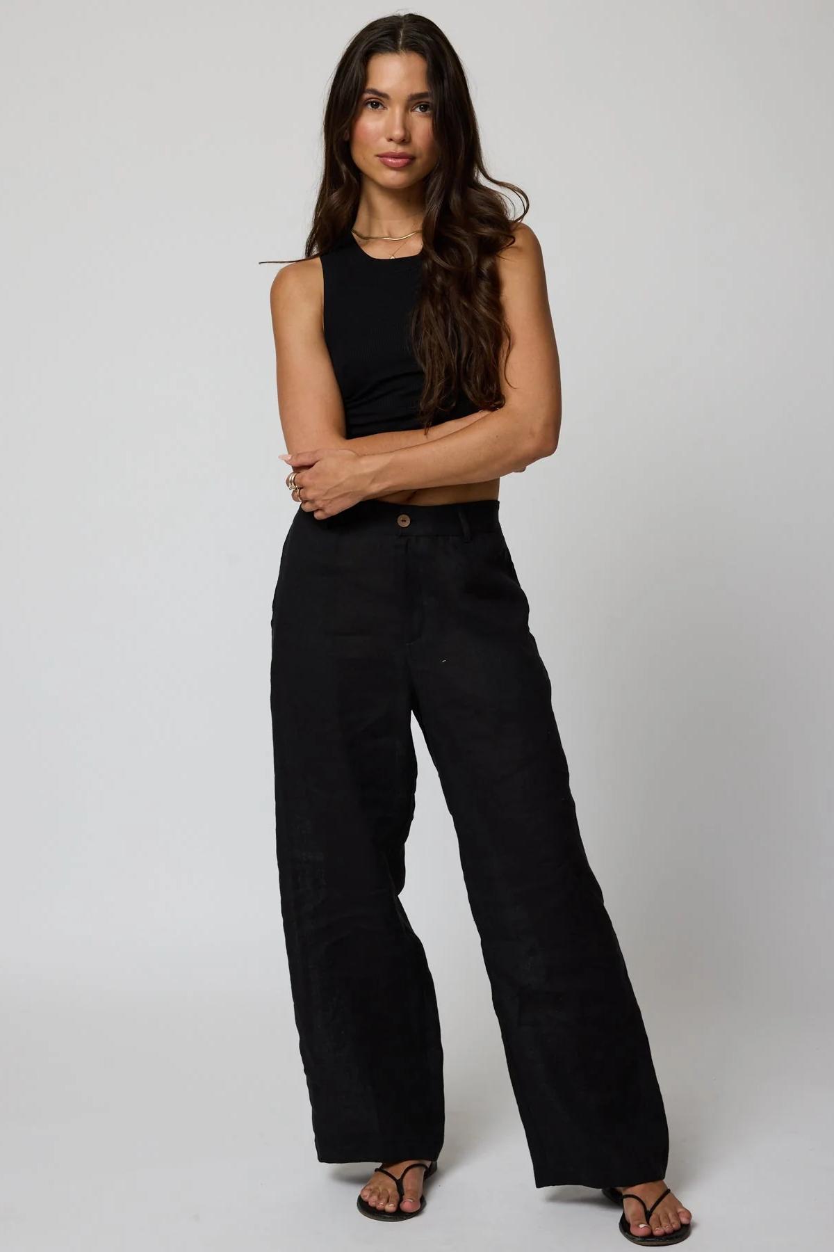 LINEN BARREL PANTS Product Image