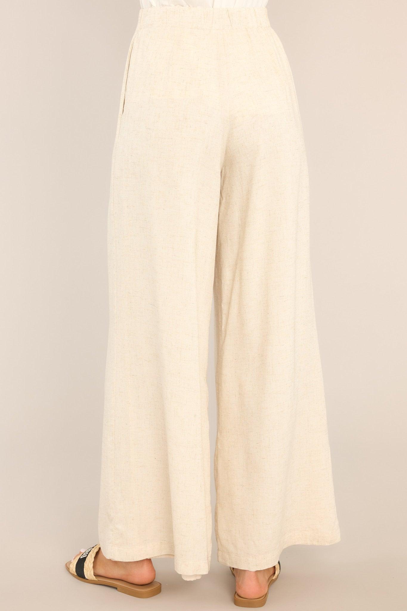 All The Feelings Natural Linen Blend Pants Beige Product Image