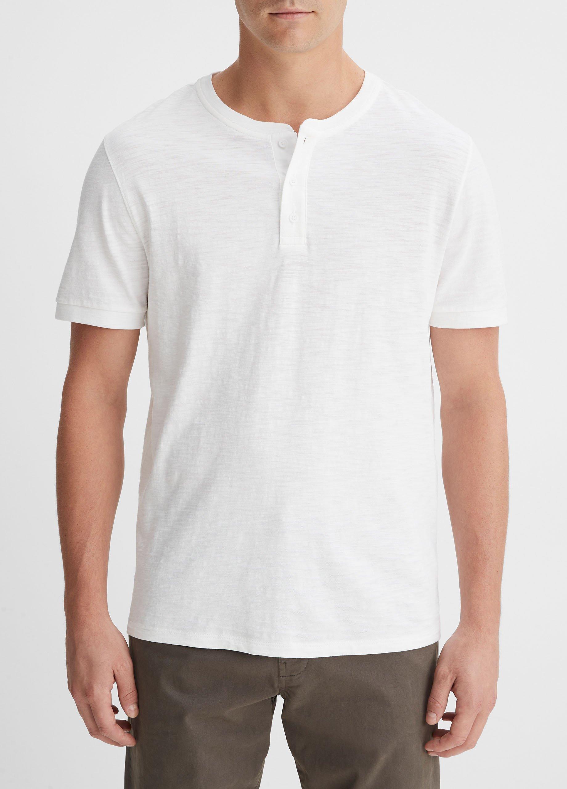 Slub Cotton Short Sleeve Henley Product Image