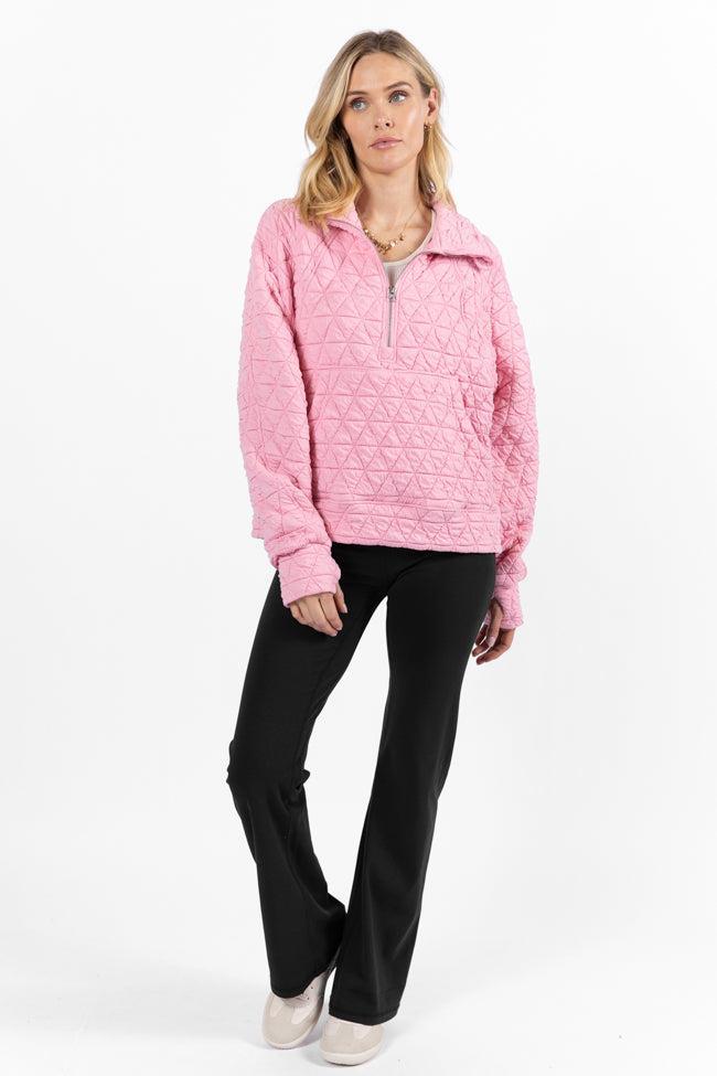 Love Is Everything Pink Quilted Quarter Zip Pullover SALE Product Image