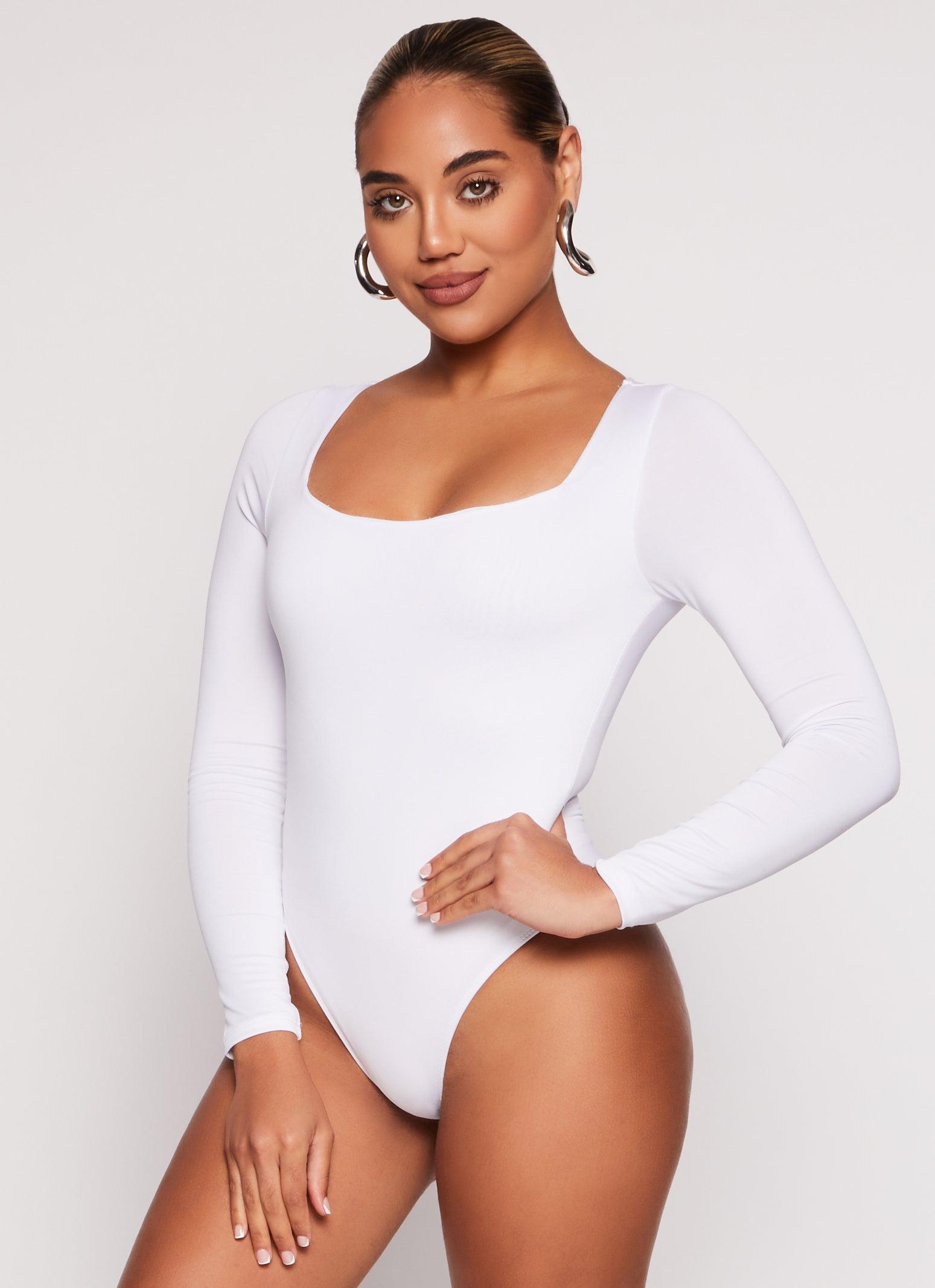 Womens Square Neck Long Sleeve Bodysuit Product Image