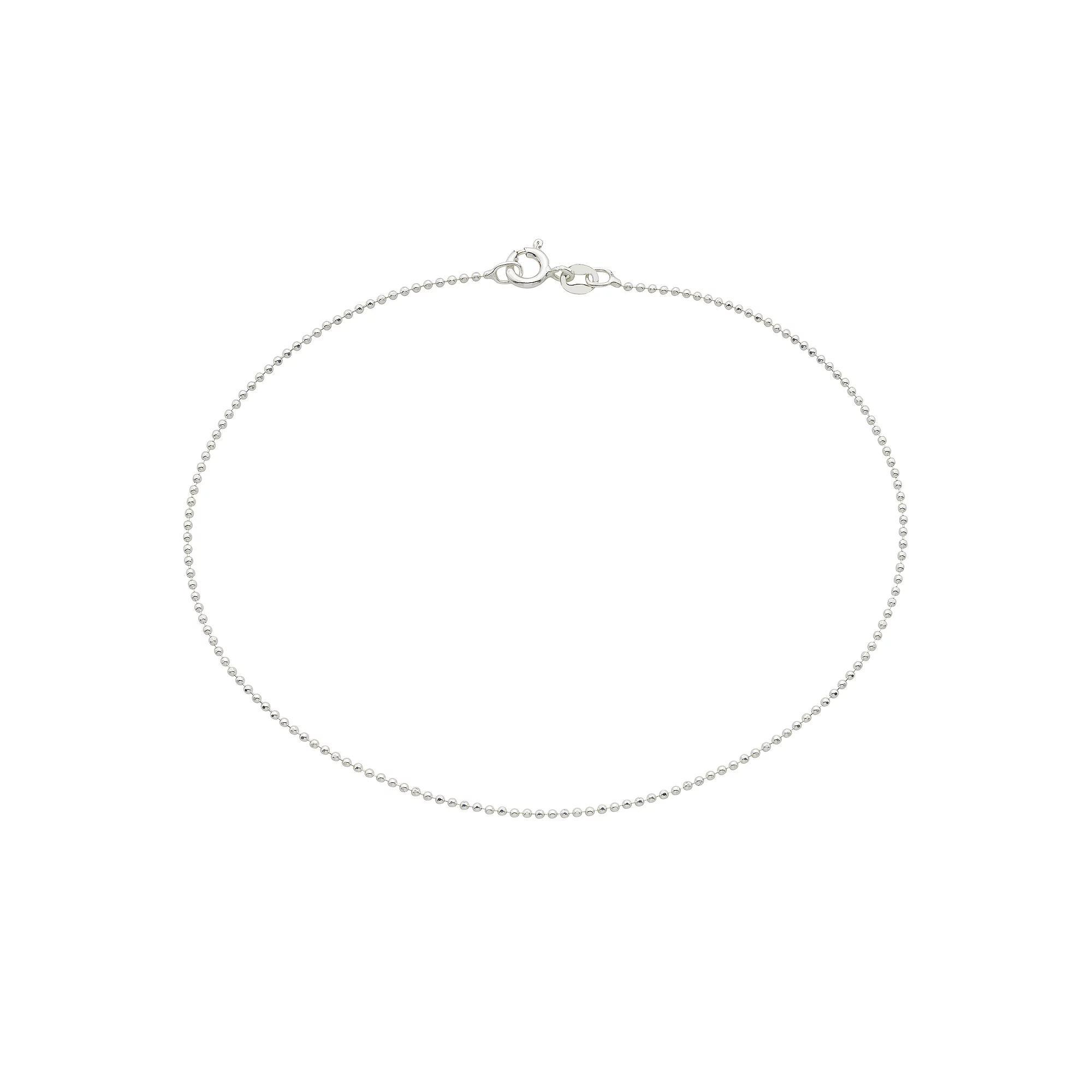 Sterling Silver Bead Anklet, Womens Product Image