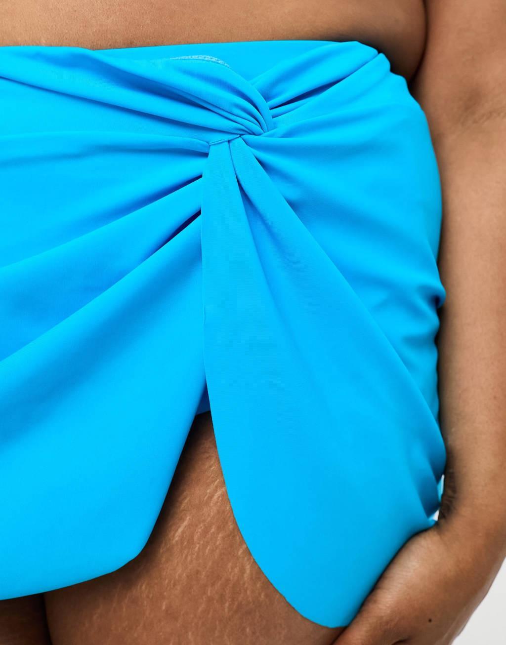 ASOS DESIGN Curve mix and match swim sarong in bright blue Product Image