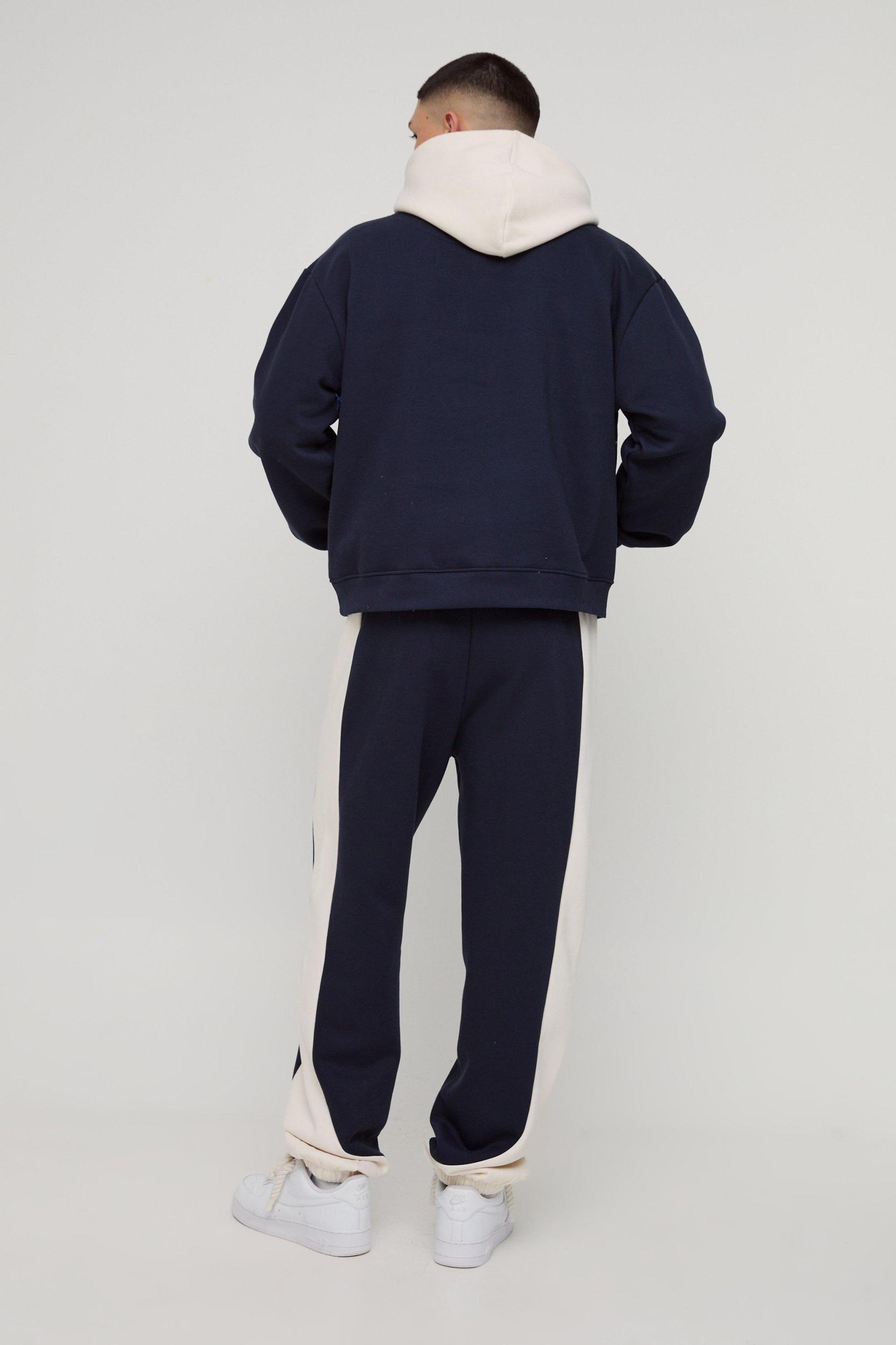 Oversized Boxy Colour Block Puff Print Hoodie | boohooMAN USA Product Image