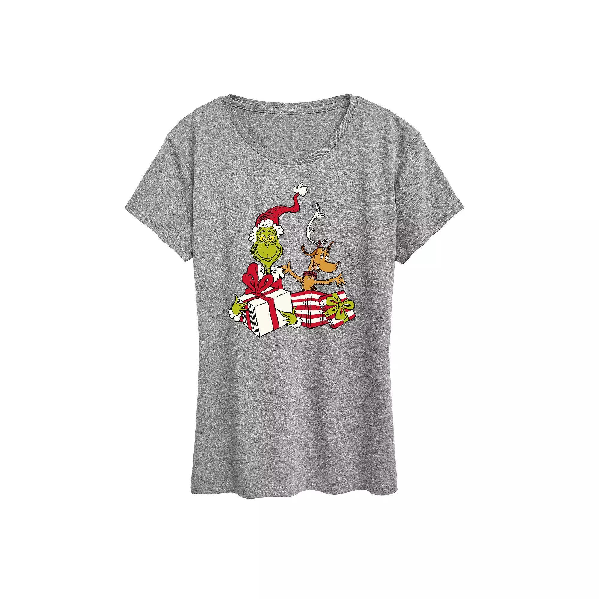 Women's Dr. Seuss The Grinch Max and Grinch Graphic Tee, Girl's, Size: XXL, Grey Gray Product Image