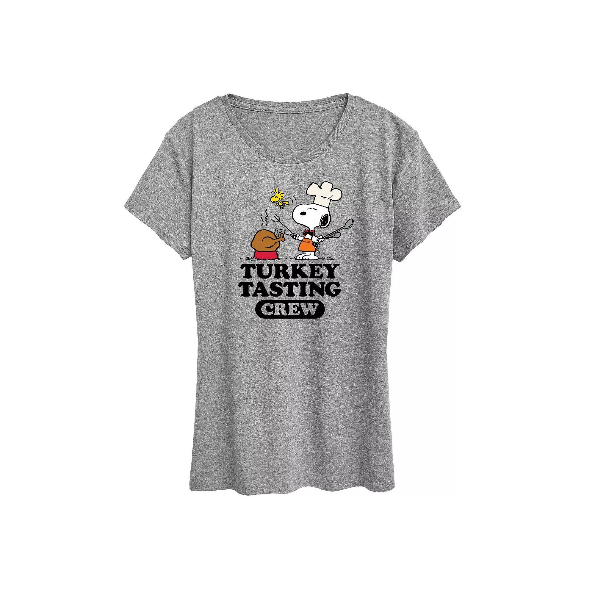 Women's Peanuts Snoopy & Woodstock Turkey Tasting Crew Graphic Tee, Girl's,  Product Image