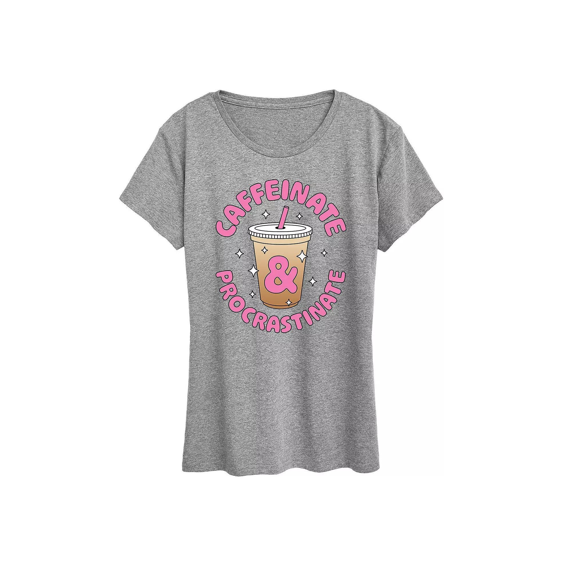 Women's Caffeinate And Procrastinate Graphic Tee, Girl's,  Product Image