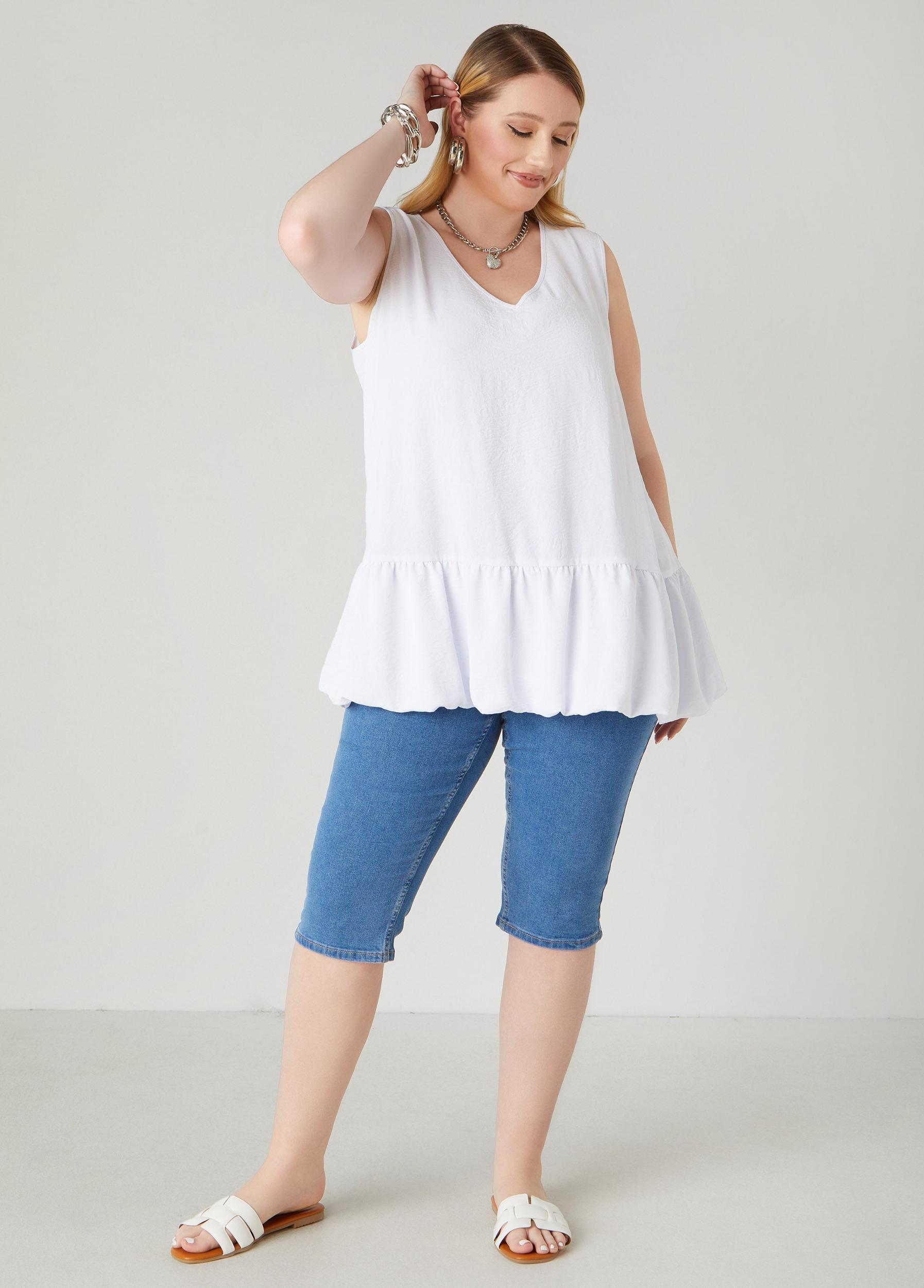 Plus Size Textured Flounced Blouse Ashley Stewart Product Image