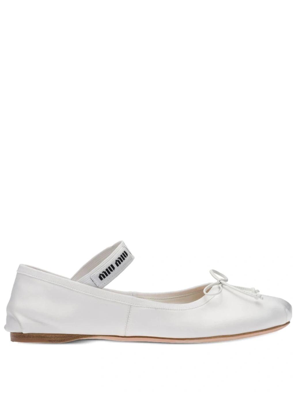 MIU MIU Satin Ballerinas In White Product Image