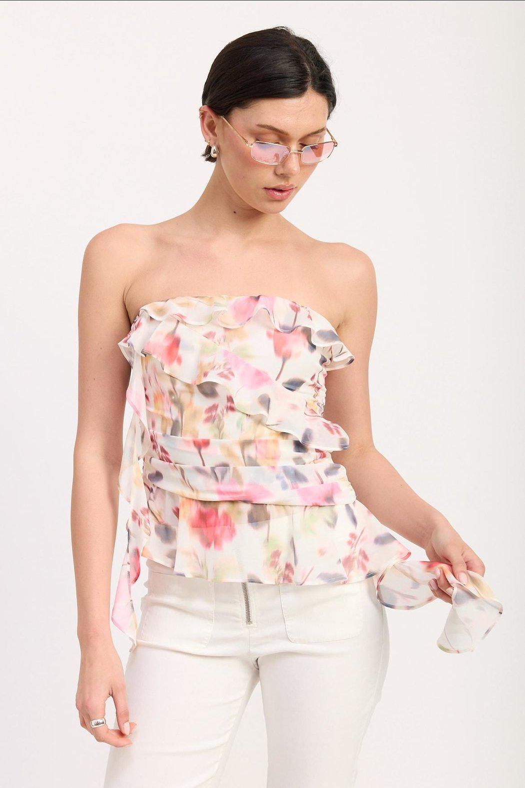 Asymmetrical Floral Top Product Image