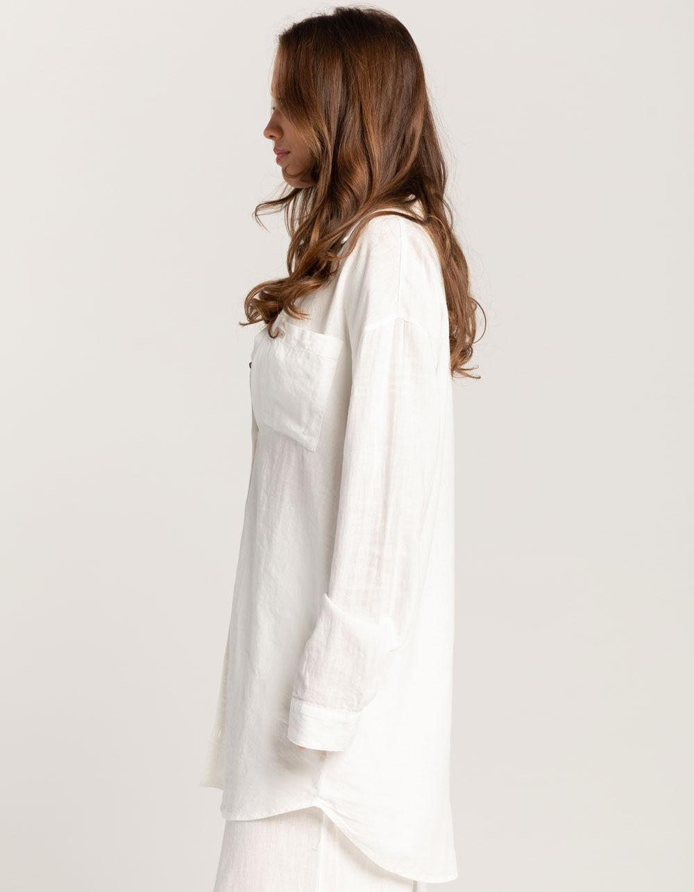 BRIXTON Vintage Linen Womens Long Sleeve Button Up Shirt - OFF WHITE Product Image
