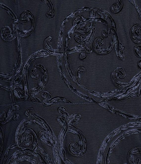 R & M Richards Embroidered Soutache Mesh Lace 3/4 Sleeve Scoop Neck 2-Piece Pant Set Product Image