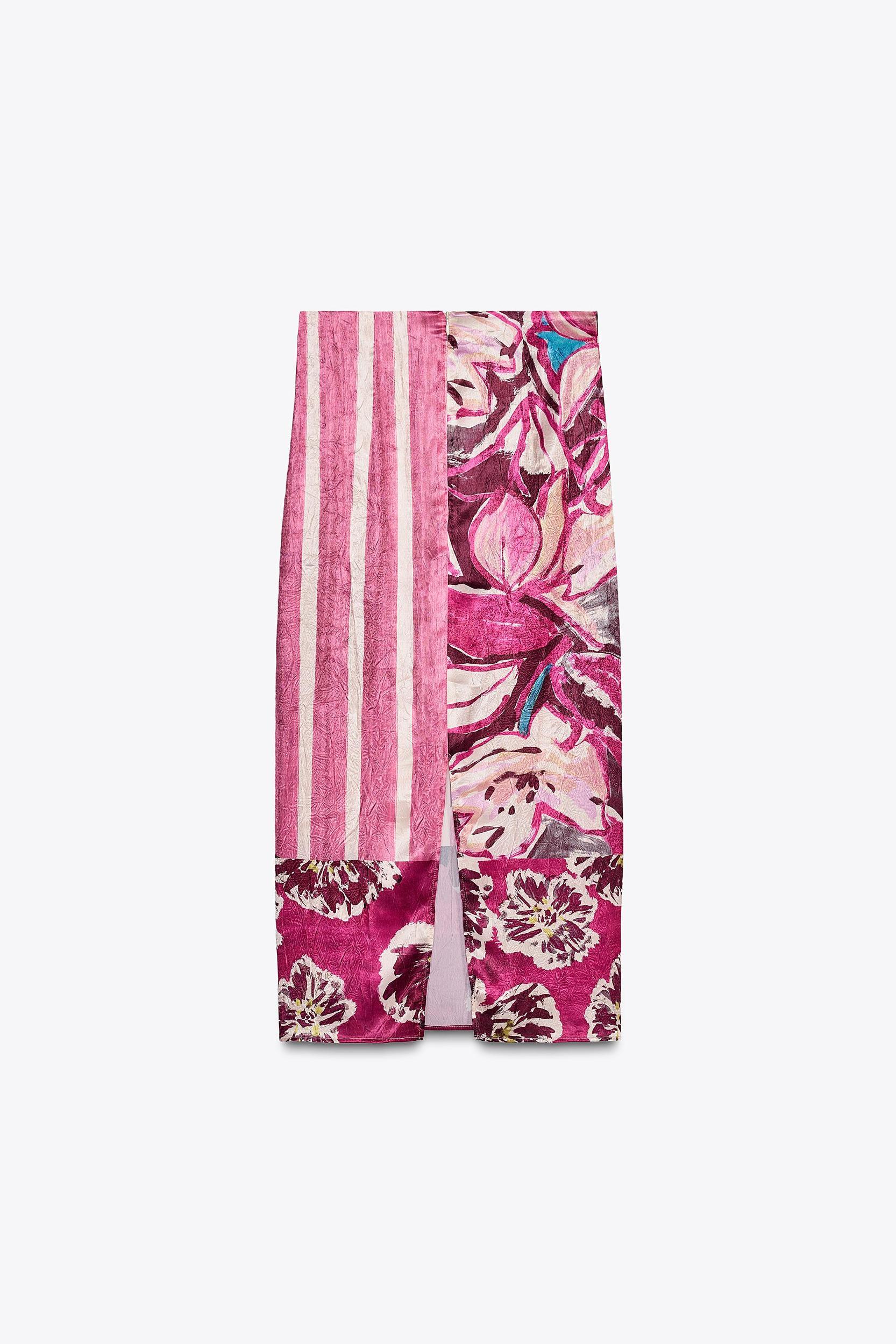 PRINTED SATIN EFFECT MIDI SKIRT Product Image