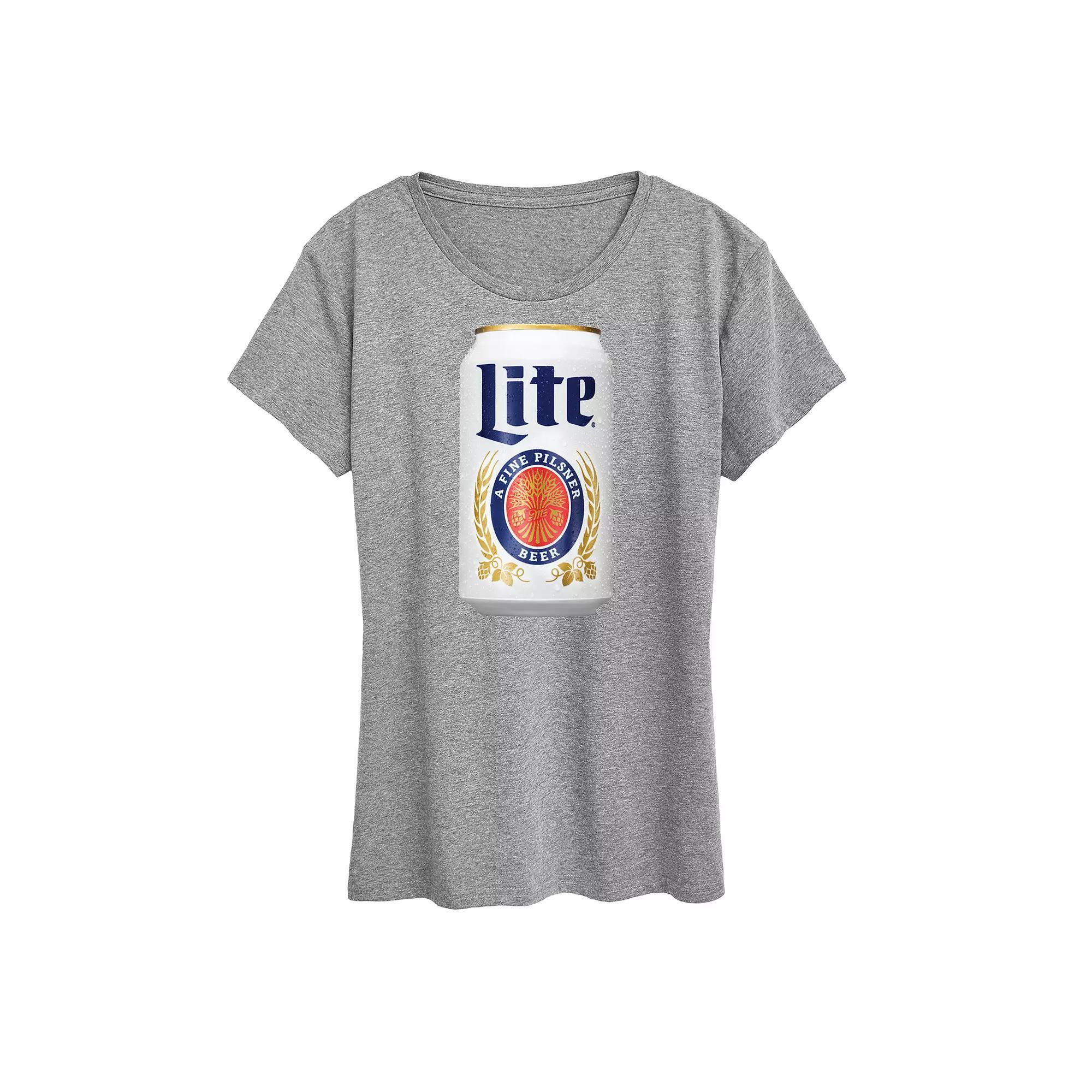 Women's Miller Lite Can Graphic Tee, Size: XXL, Grey Gray Product Image